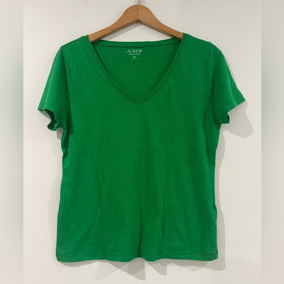 J. Crew Tops - J CREW basic vintage cotton blouse with short sleeves green  and V-neck M
